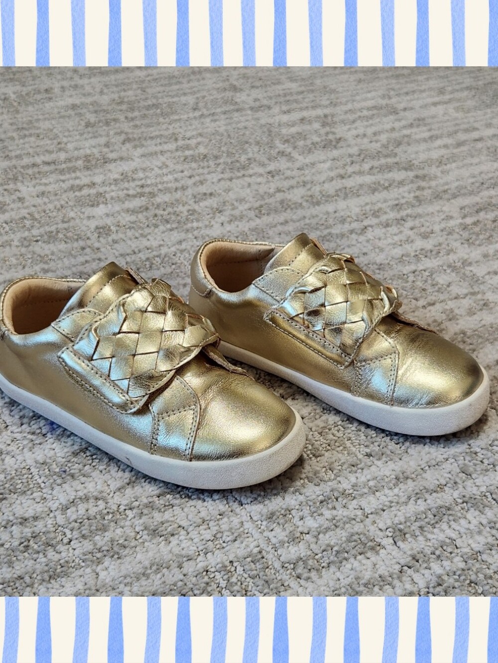 OLDSOLES girls metallic gold braided sneakers shoes size 28 EU or 11 US child